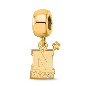 14k Gold Plated Silver U.S. Naval Academy Small Dangle Bead Charm